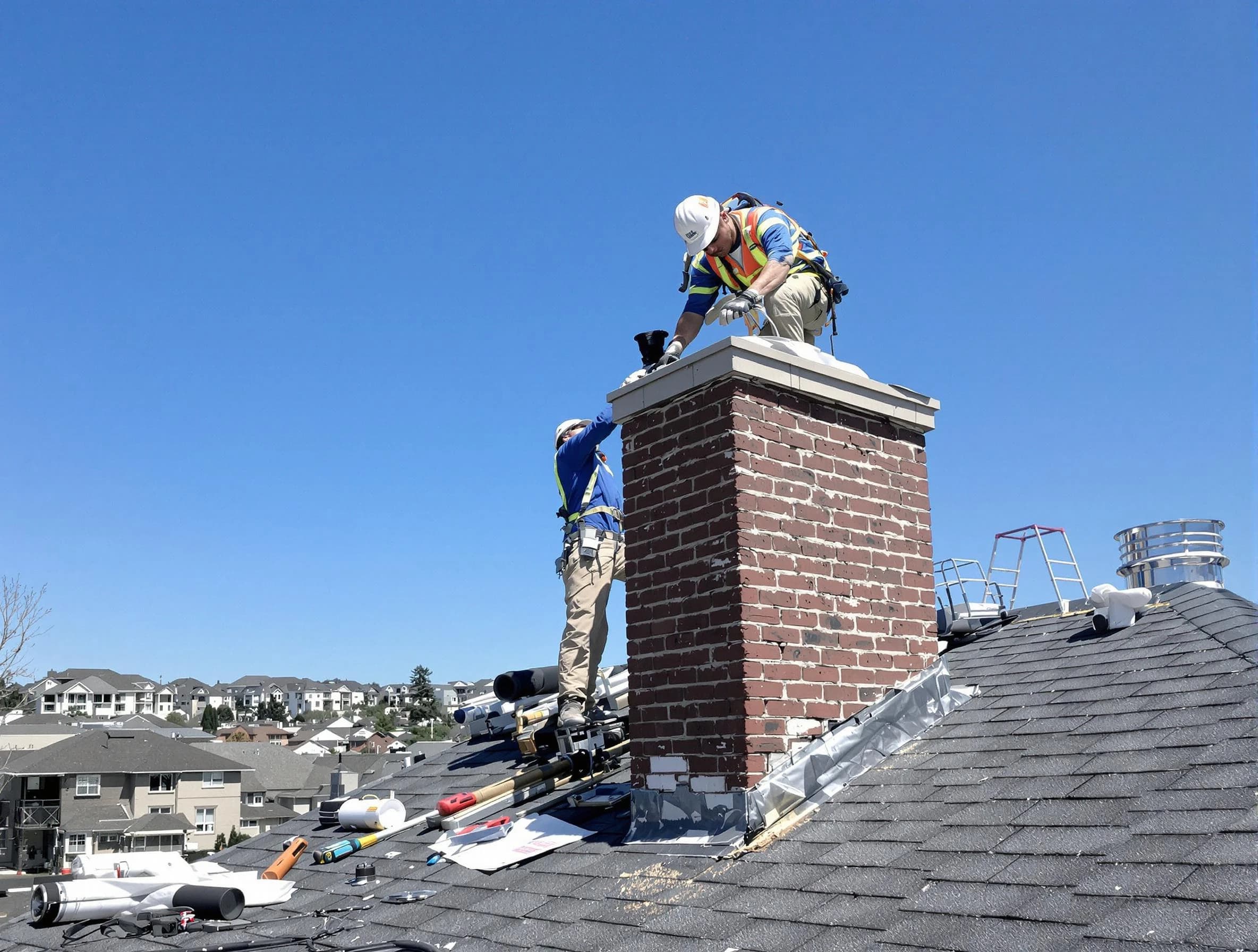 Fredericksburg Chimney Sweep repairing a chimney crown in Fredericksburg, VA