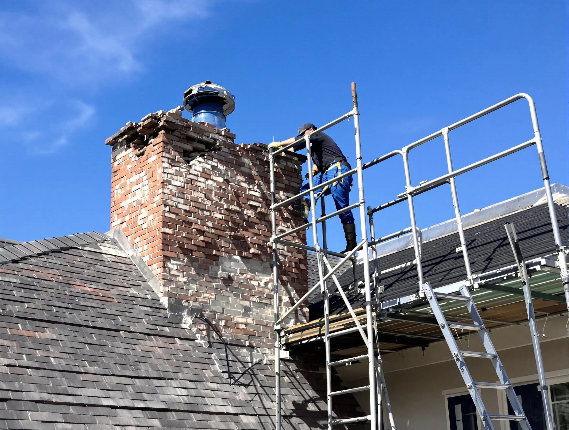 Rebuilding a chimney structure by Fredericksburg Chimney Sweep in Fredericksburg, VA