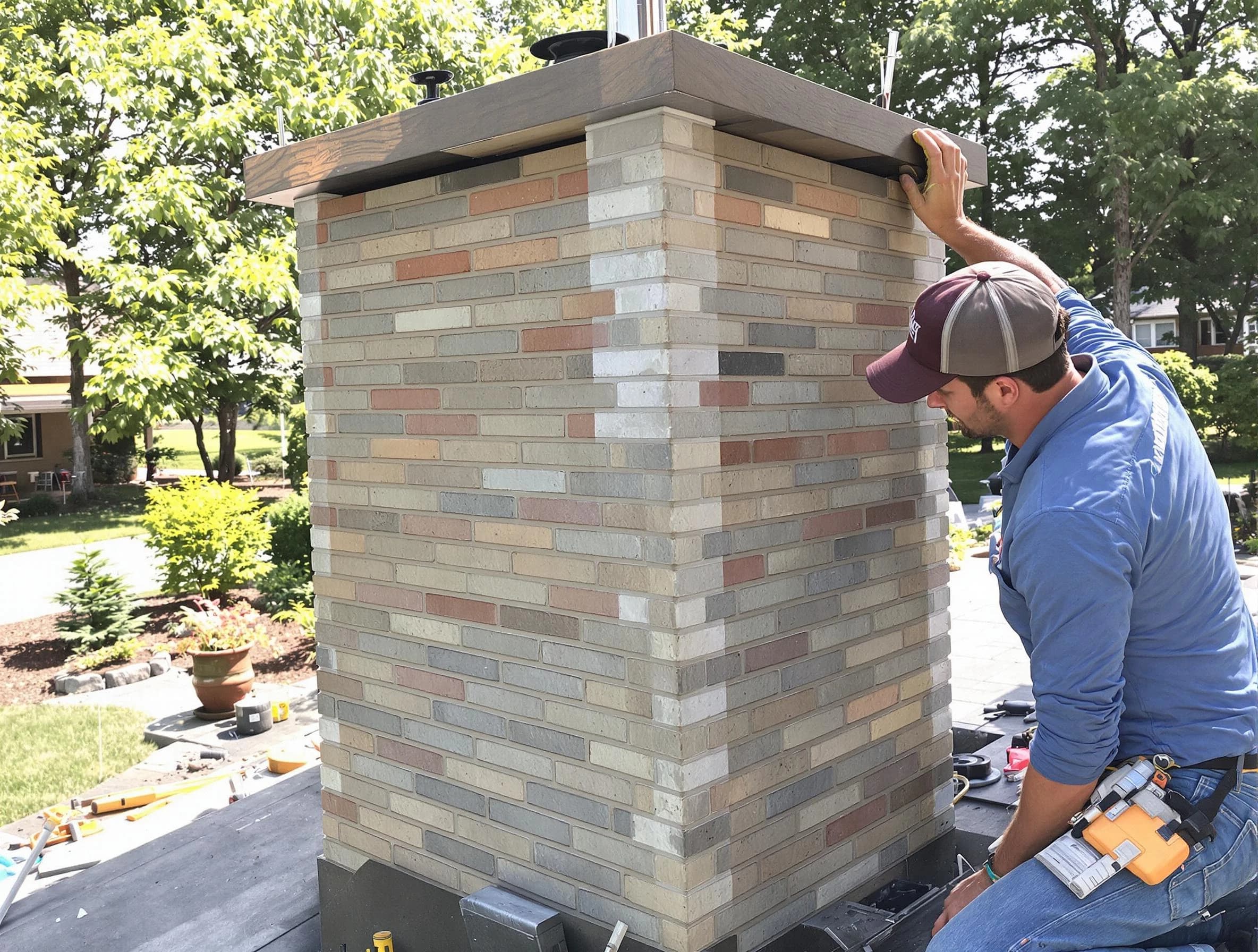 Fredericksburg Chimney Sweep completing a modern chimney remodel in Fredericksburg, VA