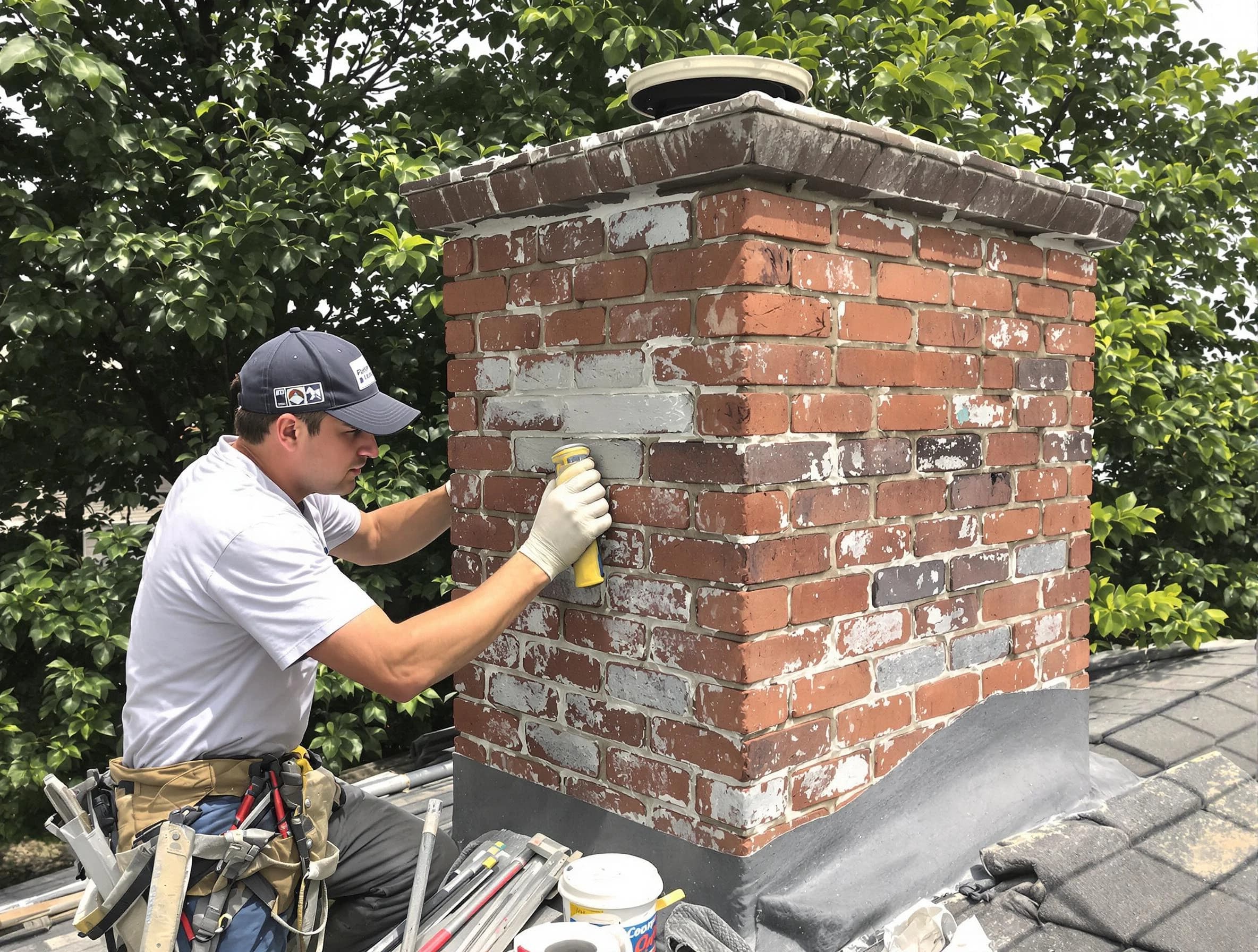 Fredericksburg Chimney Sweep restoring an aging chimney in Fredericksburg, VA
