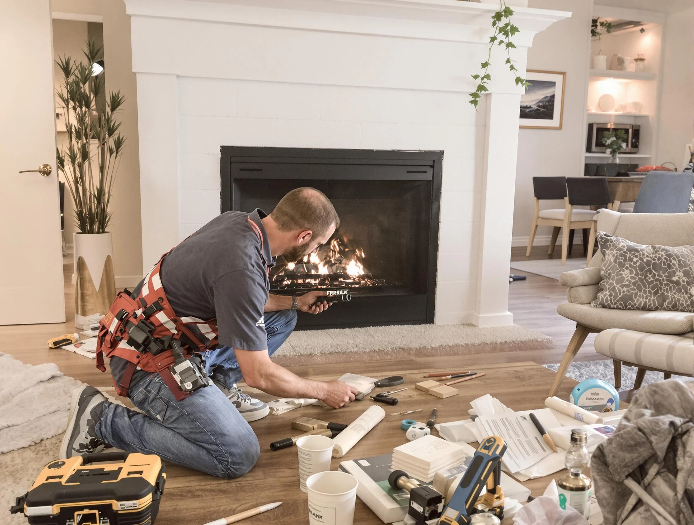 Fredericksburg Chimney Sweep performing fireplace repair in Fredericksburg, VA