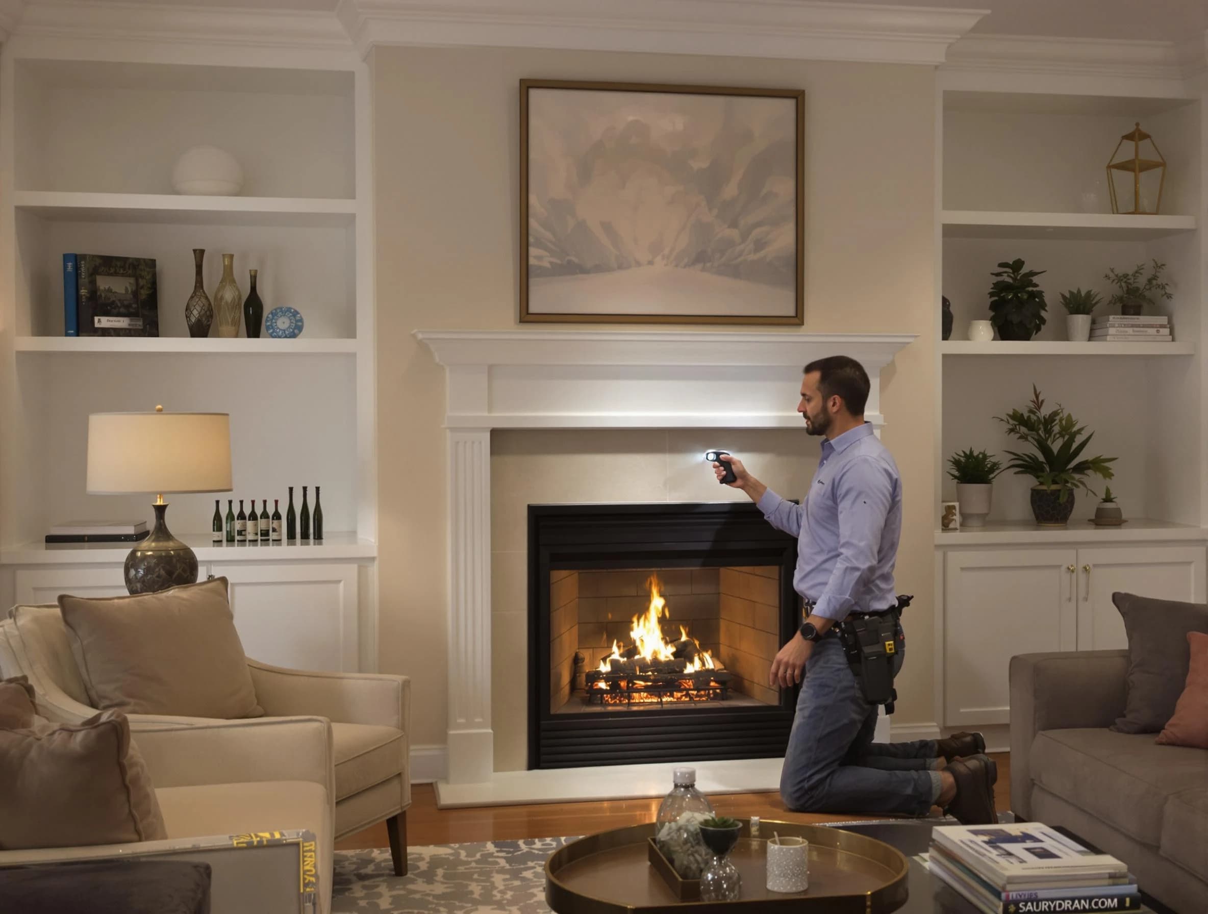 Fredericksburg Chimney Sweep conducting a fireplace safety inspection in Fredericksburg, VA