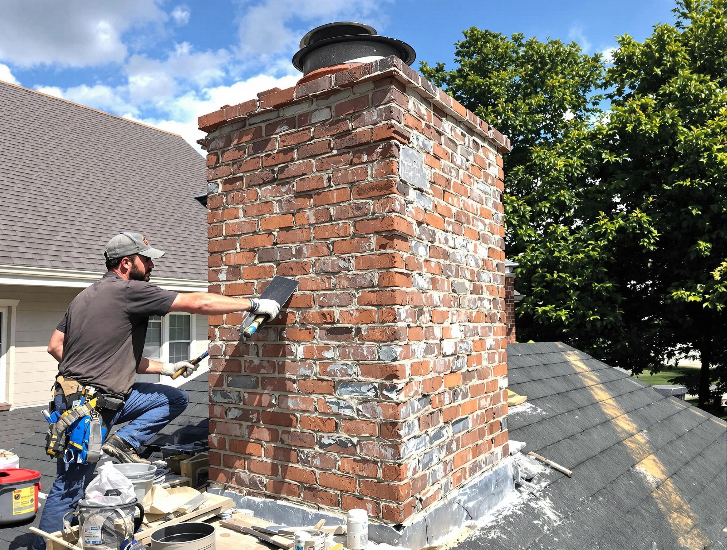 Completed chimney rebuild by Fredericksburg Chimney Sweep in Fredericksburg, VA