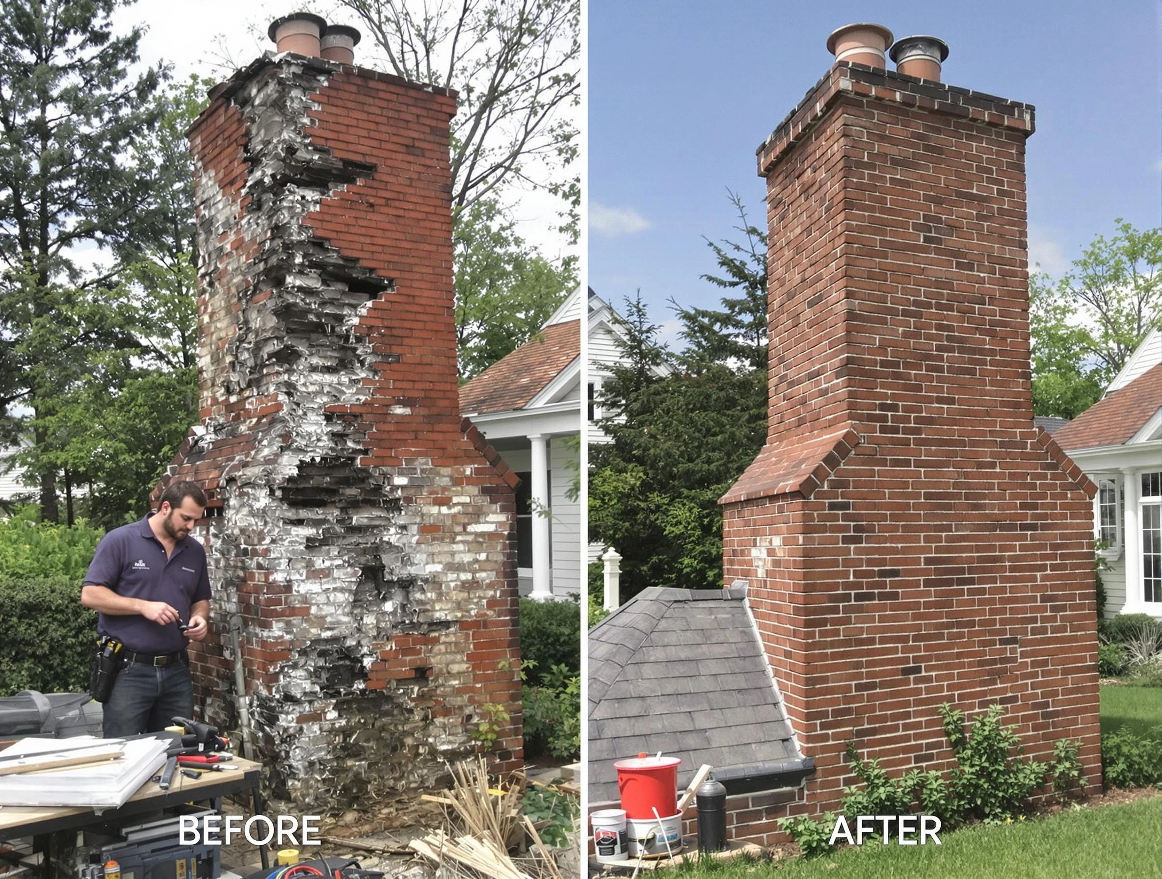 Fredericksburg Chimney Sweep performing a full chimney restoration in Fredericksburg, VA