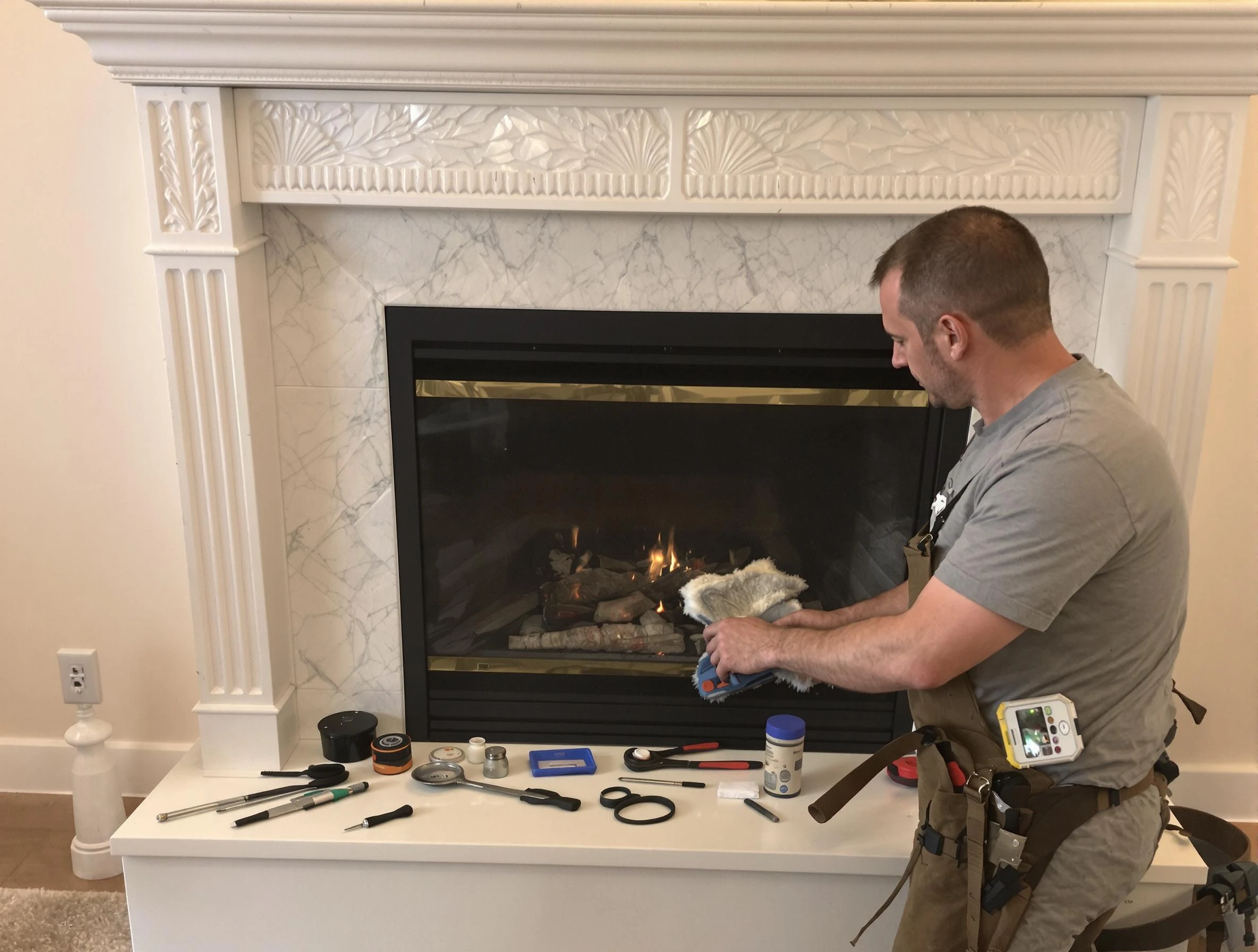Fredericksburg Chimney Sweep performing fireplace maintenance in Fredericksburg, VA