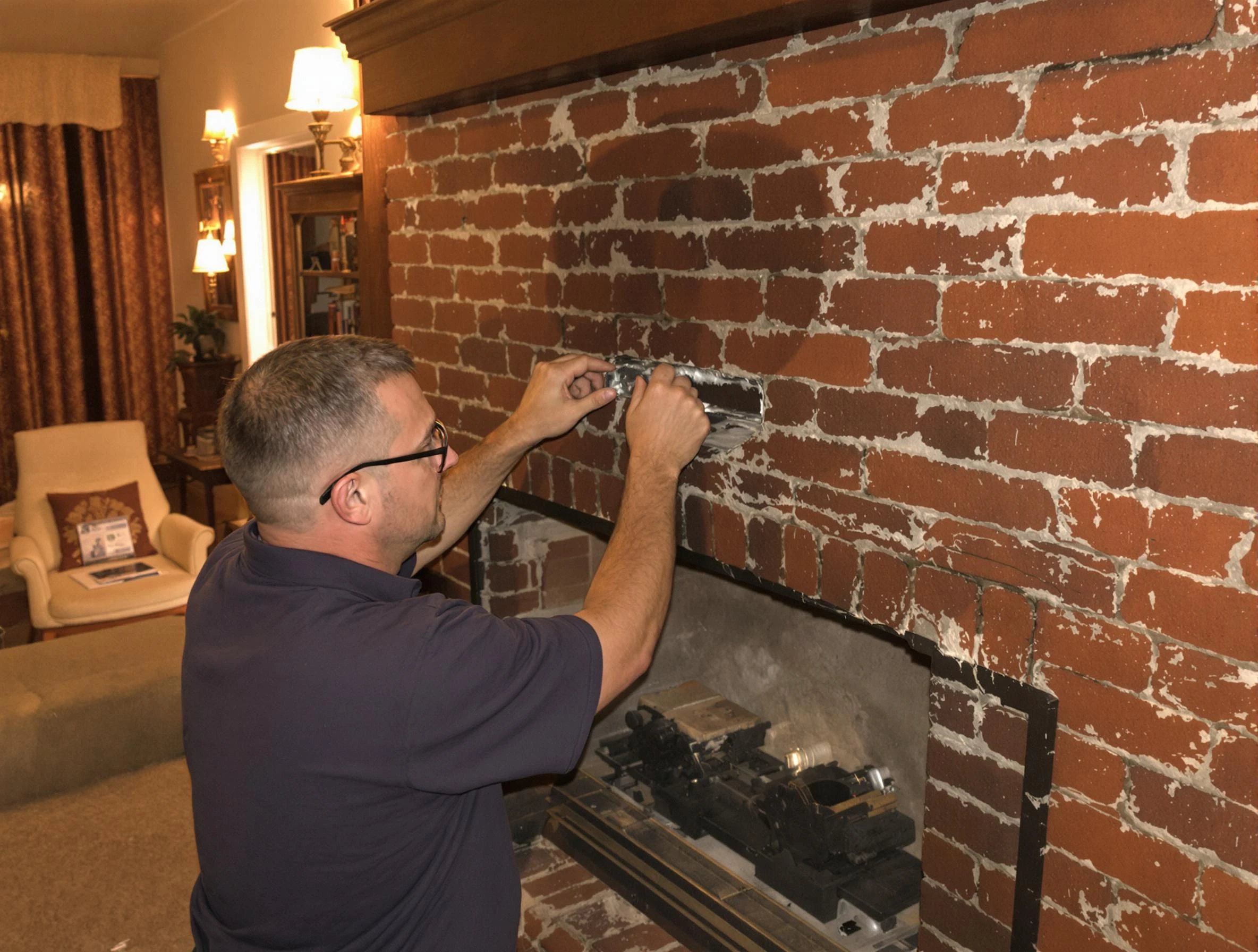Fredericksburg Chimney Sweep expert fixing a fireplace in Fredericksburg, VA